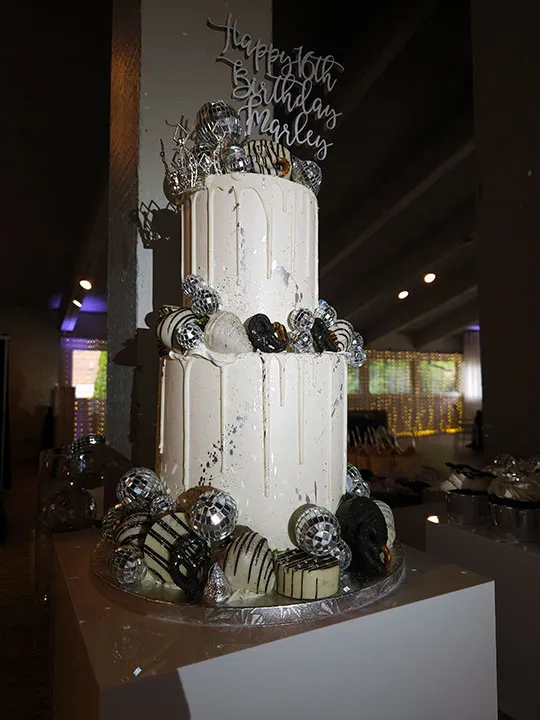 Party setup and styling for a Sweet 16 at The Little Cottage