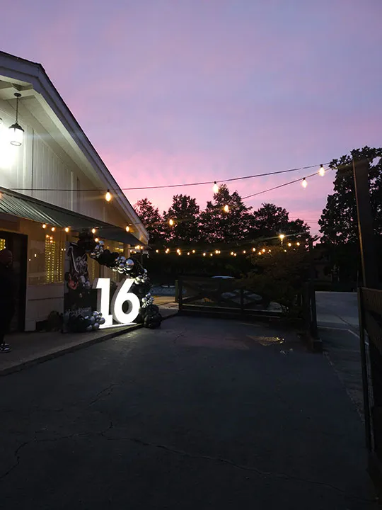 A Sweet 16 birthday celebration in full swing at The Little Cottage