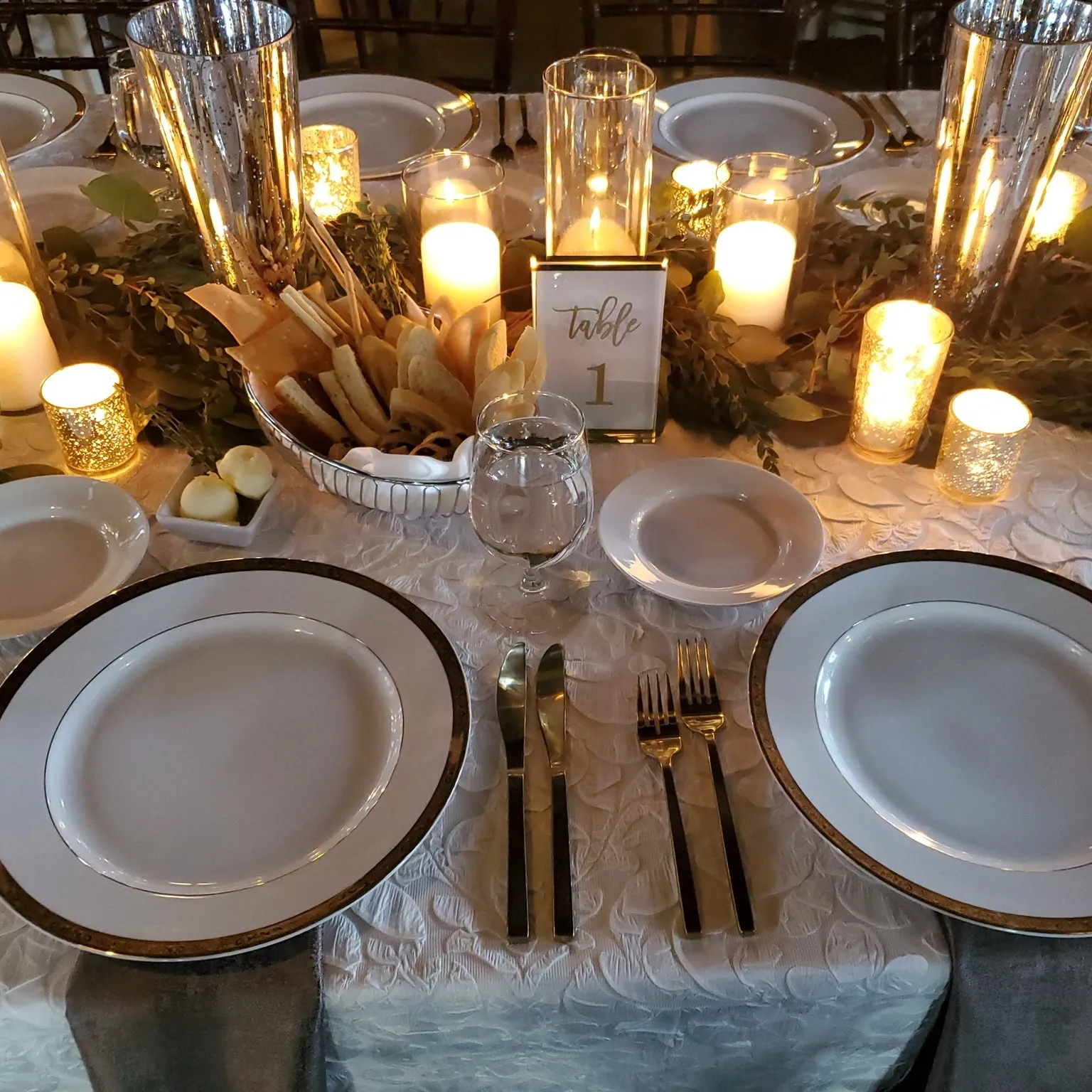 The main room set for a wedding reception at The Little Cottage